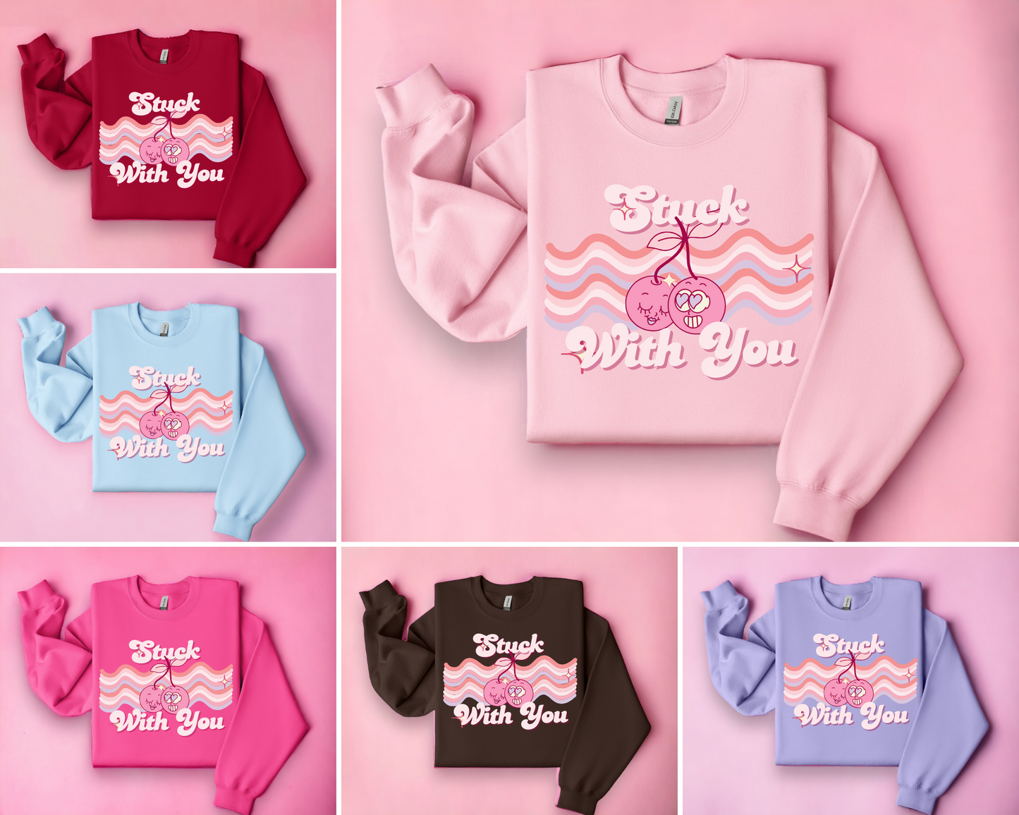 Stuck With You Retro Valentine Crew Neck