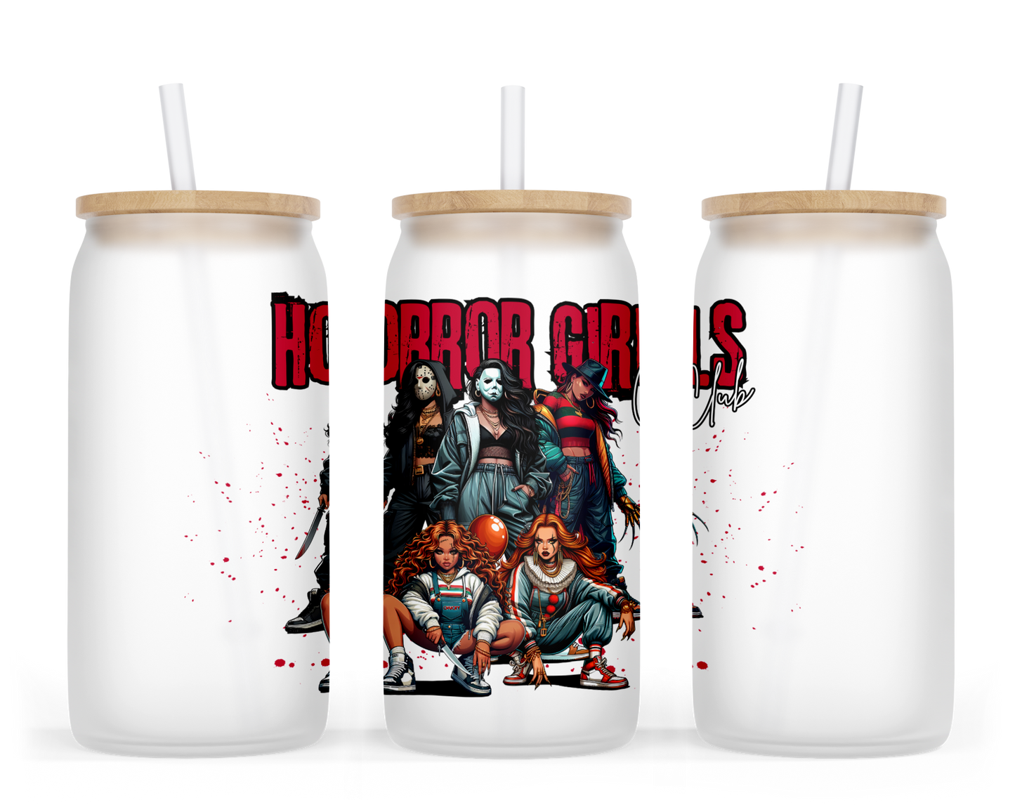 Horror Girls Club RED Glass Can Cup