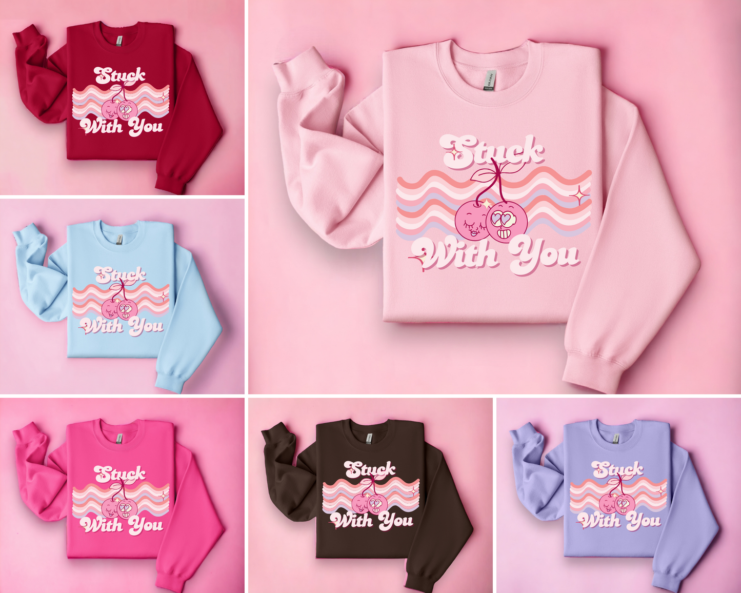 Stuck With You  Retro Valentine Crew Neck