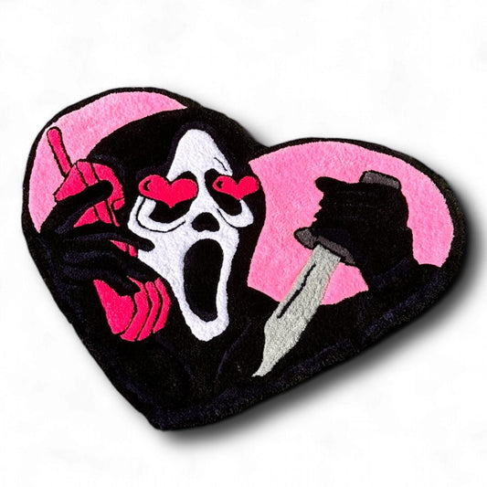 Face of Ghost Heart Shaped Rug- No You Hang Up