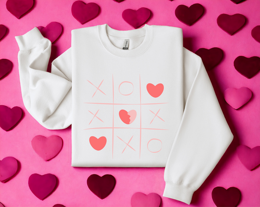 Tic Tac Toe Valentine Crew Neck