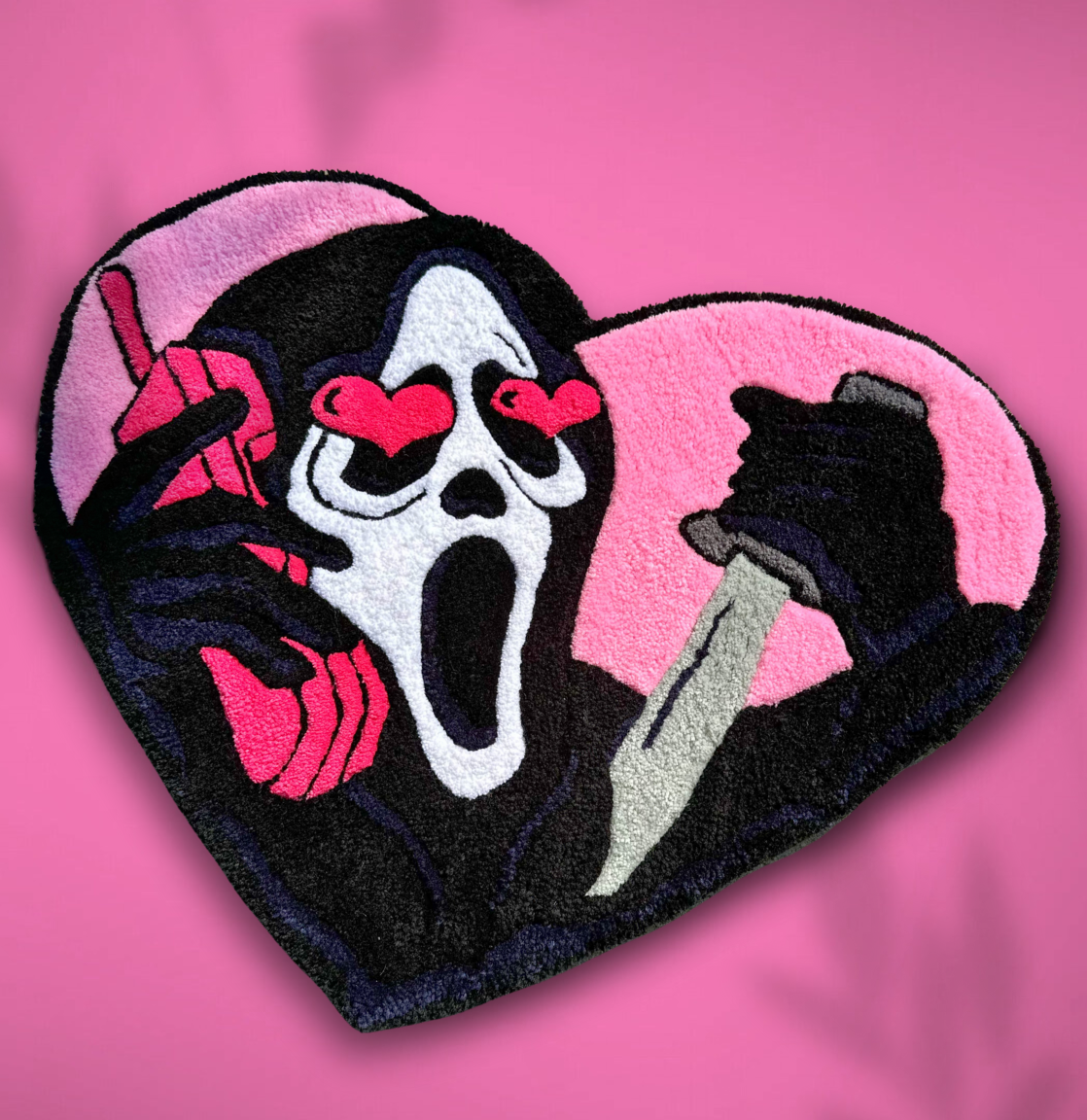 Face of Ghost Heart Shaped Rug- No You Hang Up
