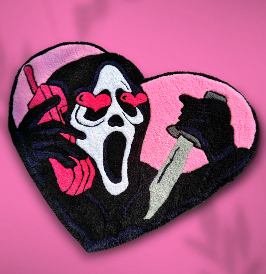 Face of Ghost Heart Shaped Rug- No You Hang Up