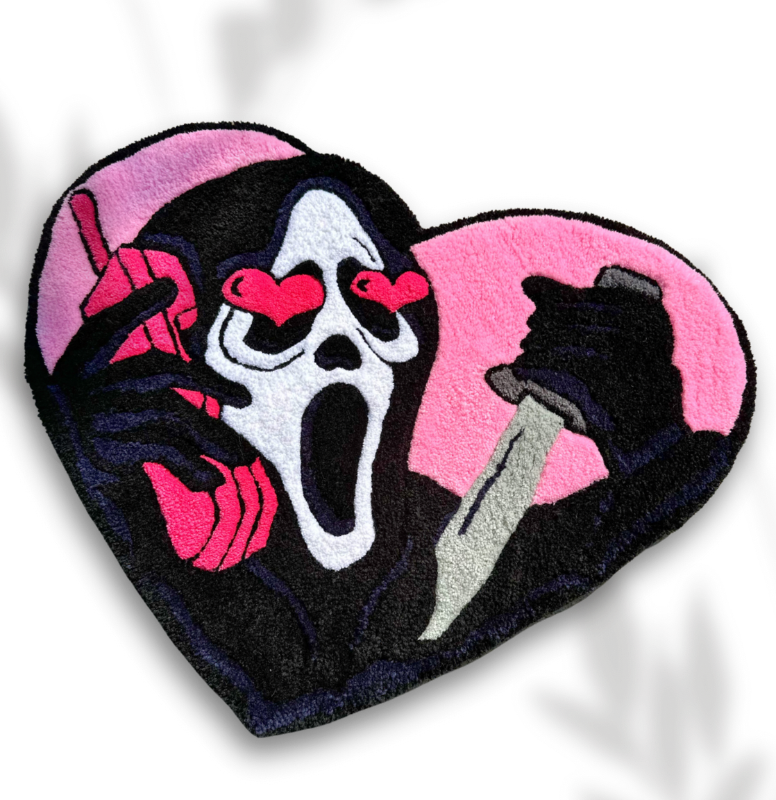 Face of Ghost Heart Shaped Rug- No You Hang Up