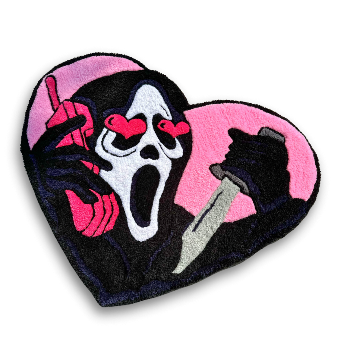 Face of Ghost Heart Shaped Rug- No You Hang Up