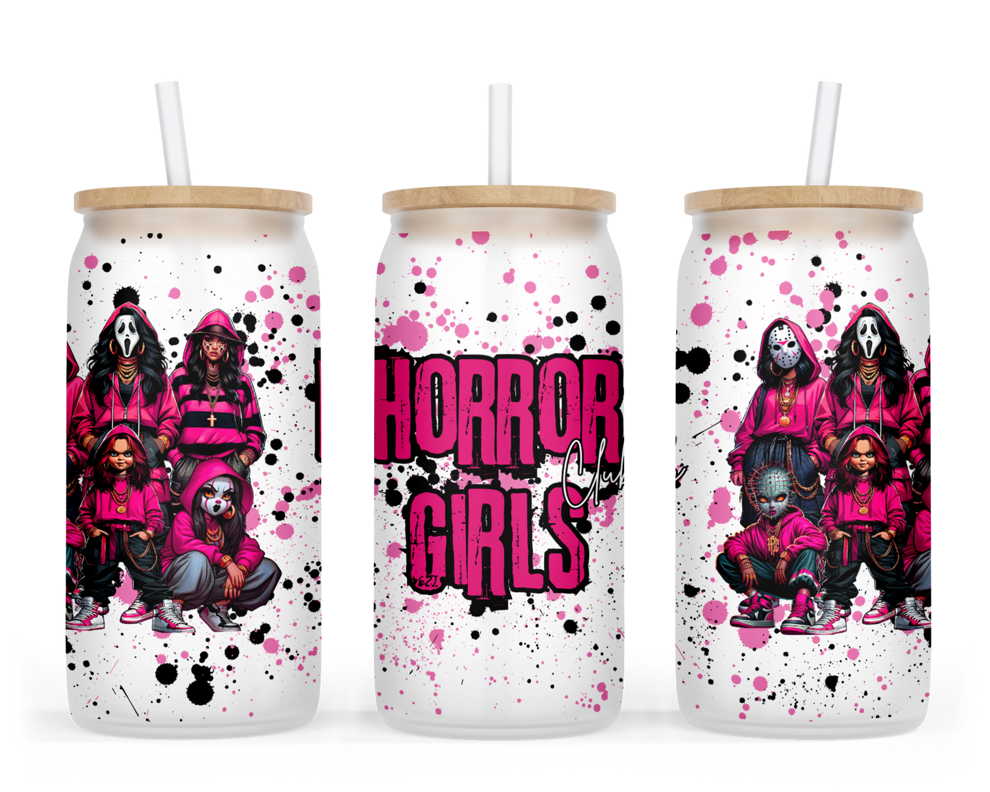 Horror Girls Club PINK Glass Can Cup