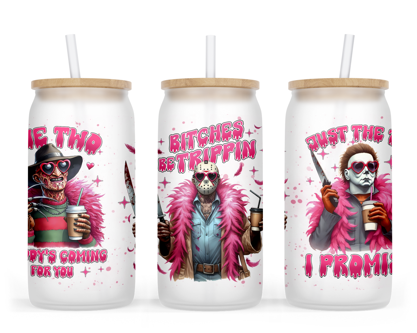 Pink Horror Boys Glass Can Cup