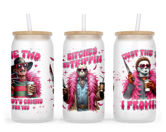 Pink Horror Boys Glass Can Cup