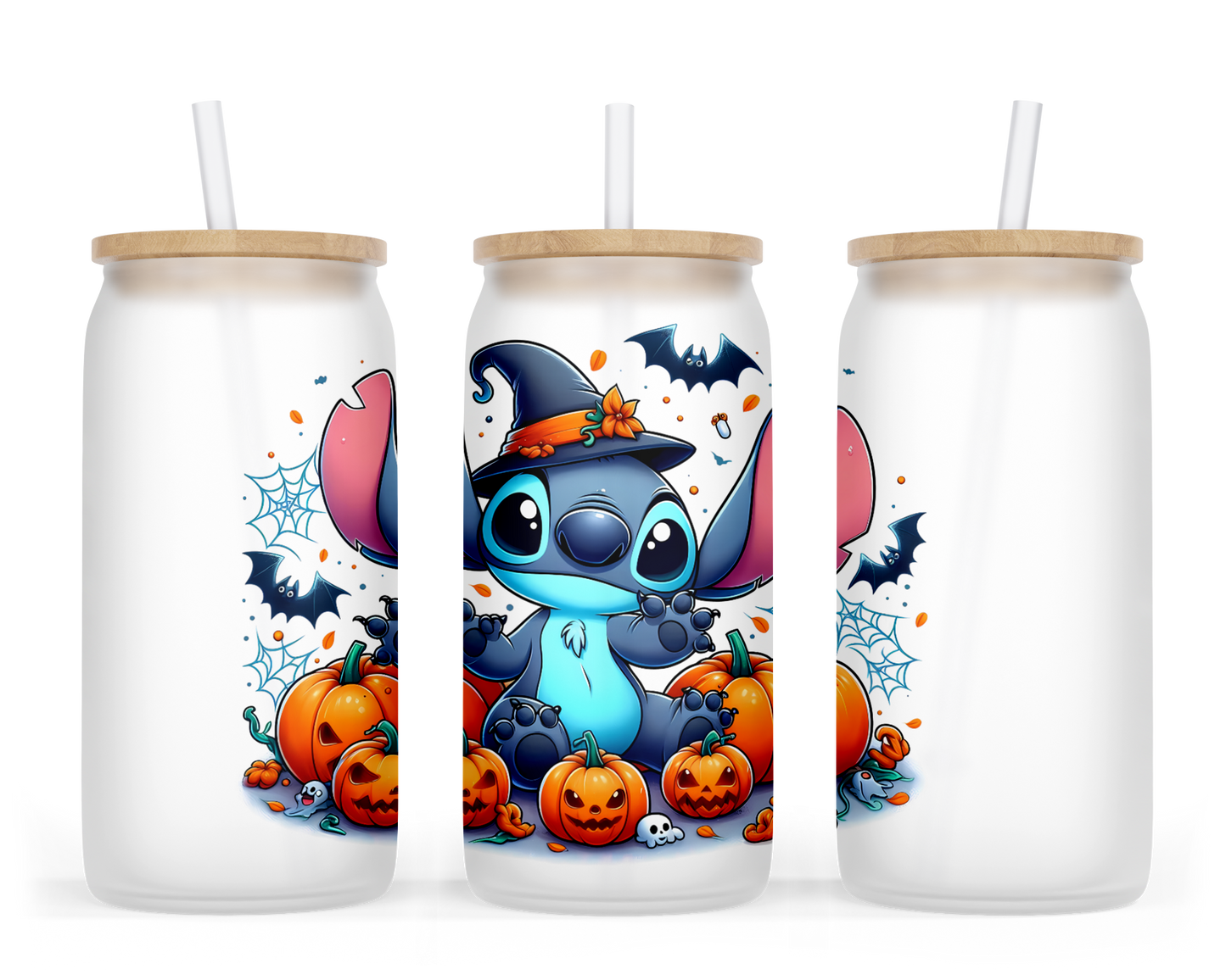 Halloween Stitch Glass Can Cup